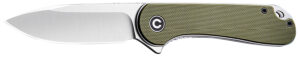 Civivi Knives C907E Elementum 2.96" Folding Plain Satin D2 Steel Blade, 4.03" Green Textured G10 Handle