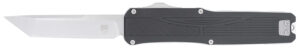 CobraTec Knives CTLGDBLKTNS Legend EDC 3.13" OTF Plain Stonewashed VG-10 SS Blade, 4.75" Black Textured Aluminum Handle