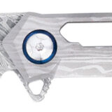 CobraTec Knives CTGSTDAMWNS Ghost 3.88" Folding Wharncliffe Plain Damascus Blade, 4.94" Cut Out Titanium Handle