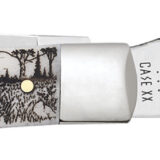 Case 81223 Sportsman Trapper 3.24" Clip/3.27"Spey Folding Plain Mirror Polished Tru-Sharp SS Blade, Bear Wildlife Engraving Natural Bone Handle