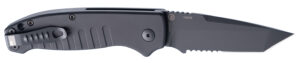 Hogue 64120 Ballista  3.50" Folding Tanto Part Serrated Black Cerakote 154CM SS Blade, Matte Black w/Fluted Texture Aluminum Handle