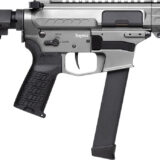 CMMG 99A290FTNG Banshee FE MkGs 9mm Luger 33+1 5" Black Nitride Threaded Barrel, M-LOK Handguard, Tungsten Cerakote Aluminum Receiver w/Picatinny Rail, Black Polymer CMMG RipBrace, CMMG Zeroed Grip