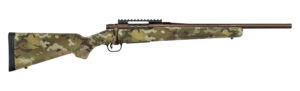 Mossberg 28279 Patriot Compact 450 Bushmaster 4+1 18" Patriot Brown Cerakote Threaded Bull Barrel, Patriot Brown Cerakote Steel Receiver w/Picatinny Rail, MultiCam Fixed Synthetic Stock