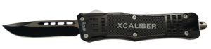 Xcaliber Knife Company  9mm  Large 3.80" OTF Drop Point Black 440C SS Blade, 5.30" Steel Handle
