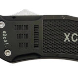 Xcaliber Knife Company 40 Cal Large 3.80" OTF Tanto Part Serrated Black 440C SS Blade, 5.30" Steel Handle