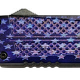 Xcaliber Knife Company Don't Tread on Me Medium 3.20" OTF Drop Point Plain Black 440C SS Blade, 4.80" US Flag Aluminum Handle