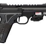 Browning 051612490 Buck Mark Black Label 250 SR 22 LR 10+1 4.40" Matte Black Threaded Bull Barrel, Matte Black Aluminum Frame w/Picatinny Rail Top & Bottom, Black G10 Grip w/ Inscribed Waving Flag, Cr
