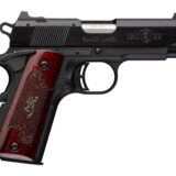Browning 051070490 1911 Black Label Medallion Compact 22 LR 10+1 3.63" Matte Stainless Barrel, Black Anodized Aluminum Serrated Slide, Matte Black Polymer Frame w/Beavertail, Rosewood w/Gold BuckMark