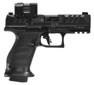 Walther Arms 4797068 PDP Pro ACRO Compact 9mm Luger 10+1 4" Black Polygonal Rifled Barrel, Serrated w/Optic Slide, Black Polymer Frame w/Picatinny Rail, Textured Polymer Grip, Aimpoint Acro P-2 Red Do