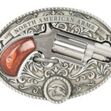 North American Arms 22MSBBO Chuckwagon w/Belt Buckle 22 Mag 5rd Shot 1.13" Matte Stainless Steel Barrel, Stainless Cylinder & Frame, Rosewood Grip