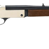 Henry H015B44 Single Shot 44 Rem Mag Caliber with 1rd Capacity, 22" Blued Barrel, Polished Brass Metal Finish & American Walnut Stock, Right Hand (Full Size)