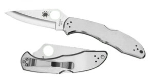 Spyderco C11P Delica 4 2.95" Folding Drop Point Plain VG-10 SS Blade/ Stainless Steel Handle Includes Pocket Clip