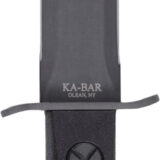 Ka-Bar EK44 Ek Model 4 6.63" Fixed Double Edge Spear Point Plain Stonewashed 1095 Cro-Van Blade, Black GRN Handle, Includes Sheath