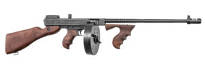 Thompson T150D 1927A-1 Deluxe 45 ACP Caliber with 16.50" Barrel, 20+1 Capacity (Stick), 50+1 Capacity (Drum), Blued Metal Finish, American Walnut Stock Wood Grip Right Hand