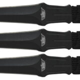 Uzi Accessories UZKTRW003 Throwing Knives 3" Fixed Straight Back Plain Black Stainless Steel Blade Black Nylon Cord Wrapped Handle