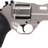 Chiappa Firearms 340290 Rhino 30DS Small Frame 357 Mag 6 Shot, 3" Nickel-Plated Steel Vent Rib Barrel & Cylinder, Nickel-Plated Aluminum Frame, Black Rubber Grip, Concealed Hammer