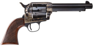 Taylors & Company 550811DE Smoke Wagon Uberti 357 Mag 6 Shot 5.50" Blued Round Barrel & Cylinder, Color Case Hardened Steel Frame, Checkered Walnut Navy Grip, Exposed Hammer