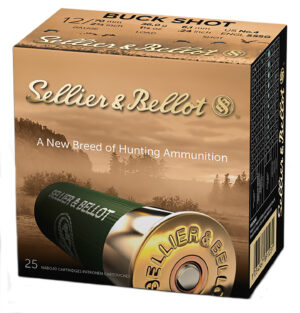Sellier & Bellot SB12BSB Hunting 12Gauge 2.75" 27Pellets 1 1/4oz 4Buck Shot 25 Box/10 Case