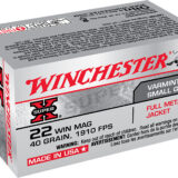 Winchester Ammo X22M Super X 22WMR 40gr Full Metal Jacket 50 Per Box/40 Case