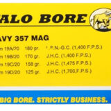 Buffalo Bore Ammunition 19C20 Heavy Strictly Business 357Mag 158gr Jacket Hollow Point 20 Per Box/12 Case