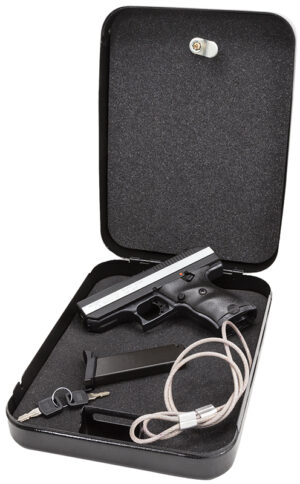 Hi-Point CF380HSP CF Home Security Package 380 ACP 8+1, 3.50" Black Steel Barrel, Black Powder Coated/Chrome Serrated Steel Slide, Black Polymer Frame & Grip, Keyed Lock Box