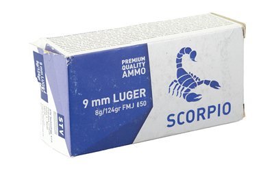 SCORPIO AMMO 9MM 124GR FMJ 50/1000 - Image 2