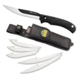 Outdoor Edge RazorMax Replaceable Fixed Knife 3-1/2" Drop Point Blade 5" Boning Blade Black