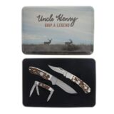 Uncle Henry Knife Combo with Tin 1 Fixed Knife 2 Folding Knives