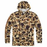 Browning Hooded Long Sleeve Tech Shirt Vintage Tan Camo M