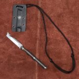 Templar Neck Knife Black Powder D2 Tanto Silver