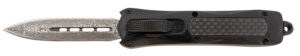 Steel River Knives MA163BDD Spartan Mini 2.70" OTF Dagger Plain Damascus 440C SS Blade/ Black w/Carbon Fiber Inlay Aluminum Zinc Alloy Handle