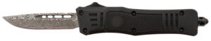 Steel River Knives MT616BDDP Spartan Mini 2.75" OTF Drop Point Plain Laser Etched Damascus 440C SS Blade/4.25" Black Aluminum Zinc Alloy Handle