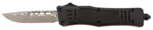Steel River Knives MT616BRDAMDP Spartan Mini 2.75" OTF Drop Point Plain Real Damascus 4.25"/ Black Aluminum Zinc Alloy Handle