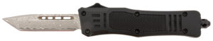 Steel River Knives MT616BRDAMT Spartan Mini 2.75" OTF Tanto Plain Real Damascus/4.25" Black Aluminum Zinc Alloy Handle