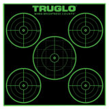 TruGlo TG11A25 Tru-See 5-Bull Target Self-Adhesive Heavy Paper Black/Green 12"x12" 5-Bullseye 25 Pack