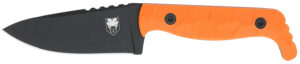 CobraTec Knives CTKPORG KingPin  EDC 4" Fixed Drop Point Plain Black Powder Coated D2 Steel Blade, 4" Blaze Orange Textured G10 Scales Handle