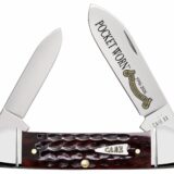 Case 55235 Pocket Worn Canoe Folding 2" Pen/2.63" Spear Plain Tru-Sharp SS Blade, Mahogany Corn Cob Jigged Bone Handle