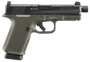 Ruger 19436 RXM 9mm Luger 15+1 4.50" Black FNC Nitride Threaded Barrel & Optic Ready/Serrated Slide, OD Green Polymer Frame w/Accessory Rail, Textured Grip, RMSc/RMR/DeltaPoint Pro Footprint