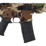 Shark Coast Tactical SCC07206M81-P Woodland Camo 5.56 NATO 30+1 Black Nitride Threaded Barrel, Aluminum Receiver w/Picatinny Rail, M-LOK Handguard, Polymer SB Tactical SBA3 Brace, Magpul MOE Grip, Rig