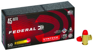 Federal AE45SJAP1 American Eagle Syntech Action Pistol  45ACP 220gr Total Syntech Jacket Flat Nose 50 Per Box/10 Case
