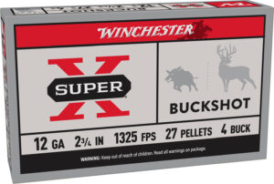Winchester Ammo XB124 Super X 12Gauge 2.75" 27Pellets 4Buck Shot 5 Per Box/50 Case