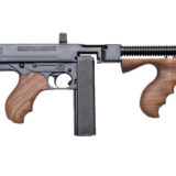 Thompson T5100D 1927A-1 45 ACP Caliber with 16.50" Barrel, 20+1 Capacity (Stick), 100+1 Capacity (Drum), Blued Metal Finish, American Walnut Stock Wood Grip Right Hand