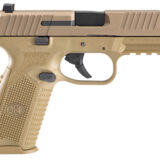 FN 66100489 509  9mm Luger 17+1 4" Black Target Crown Steel Barrel, Flat Dark Earth Serrated Stainless Steel Slide & Polymer Frame w/Picatinny Rail, FDE Interchangeable Backstrap Grip, Ambidextrous