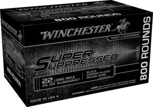 Winchester Ammo SUP22LRB Super Suppressed 22LR 45gr Black Copper Plated Round Nose 800 Per Bx/2 Case *Bulk