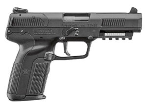 FN 3868900752 Five-seveN 5.7x28mm 4.80" Barrel 10+1, Matte Black Polymer Frame With Mounting Rail & Serrated Trigger Guard, Matte Black Steel Slide, Ambidextrous Safety