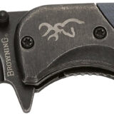 Browning 3220365 The Range EDC Compact 2.75" Folding Drop Point, Plain Black Oxide Stonewashed 7Cr17MoV SS Blade, Black/Blue Aluminum/G10 Handle