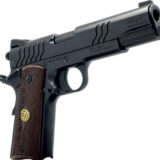 Dickinson LLC DKSN9BS 1911 Adam 9mm Luger 8+1 4.37" Black Steel Barrel, Shiny Black Serrated Aluminum Slide & Steel Frame, Wood Grip