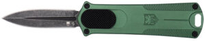 CobraTec Knives 952ODGDAGNS 952 1.75" OTF Dagger Plain Stonewashed D2 Steel Blade, 3" OD Green Anodized Aluminum Handle