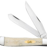 Case 11020 Trapper  Folding Clip Point/Spey Plain Mirror Polished Tru-Sharp SS Blade, Smooth Natural Bone Handle