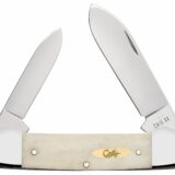 Case 11023 Canoe  Folding Pen/Spear Plain Tru-Sharp SS Blade, Smooth Natural Bone Handle